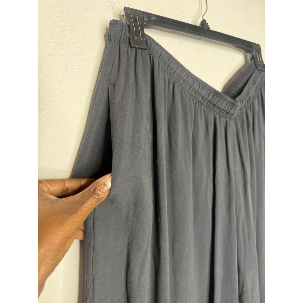 Jams World Vintage Black Rayon Pants Womens XL Elastic Waist Pull On Hawaii